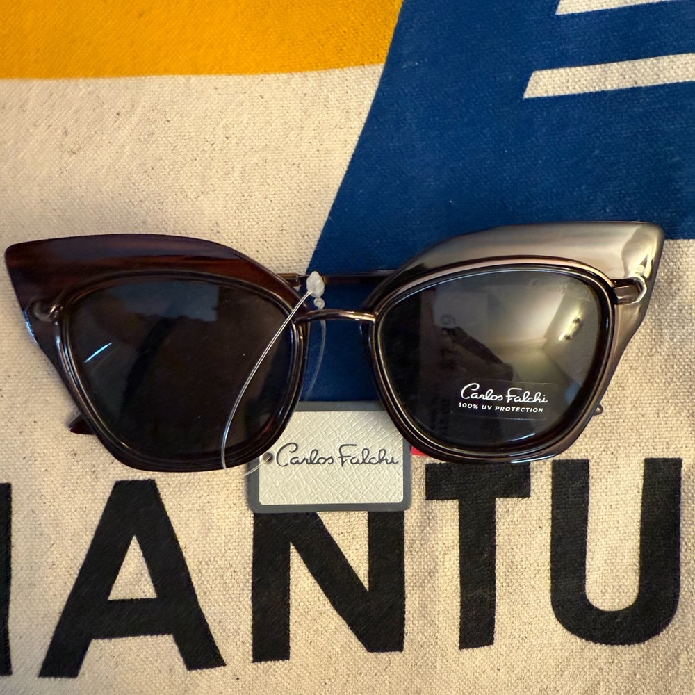 Carlos Falchi Dark Brown Cat-Eye Sunglasses